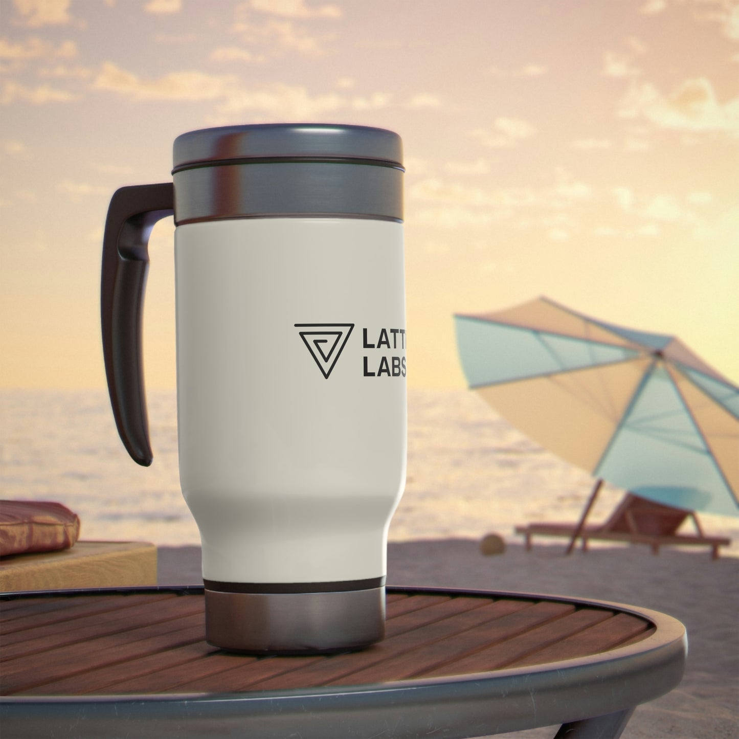 Lattice Labs Stainless Steel Travel Mug with Handle, 14oz